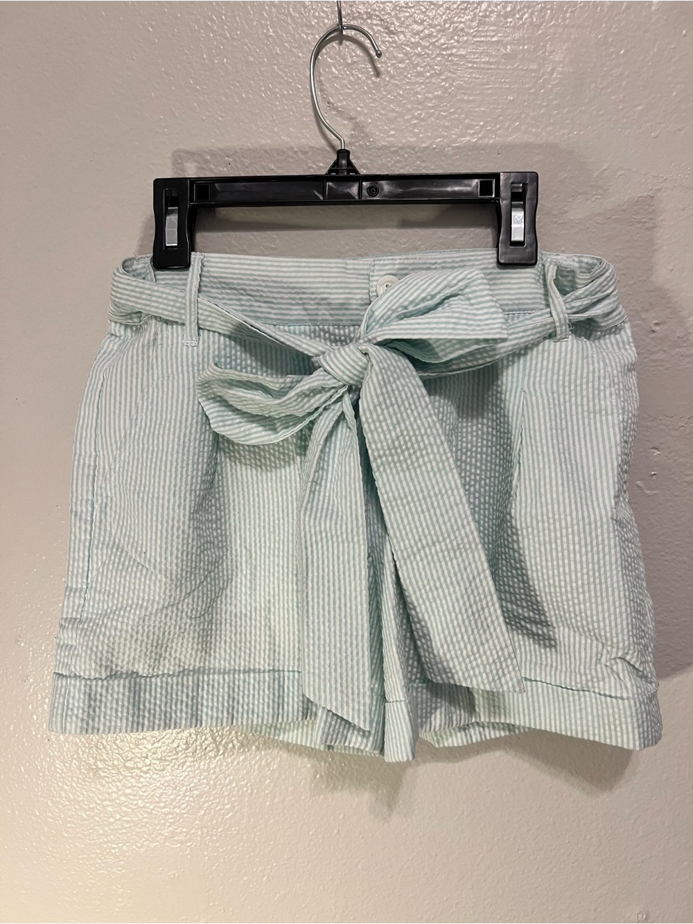 Lauren James High-Waist Seersucker Tie-Belt Women's Shorts - Light Mint, Size XS
